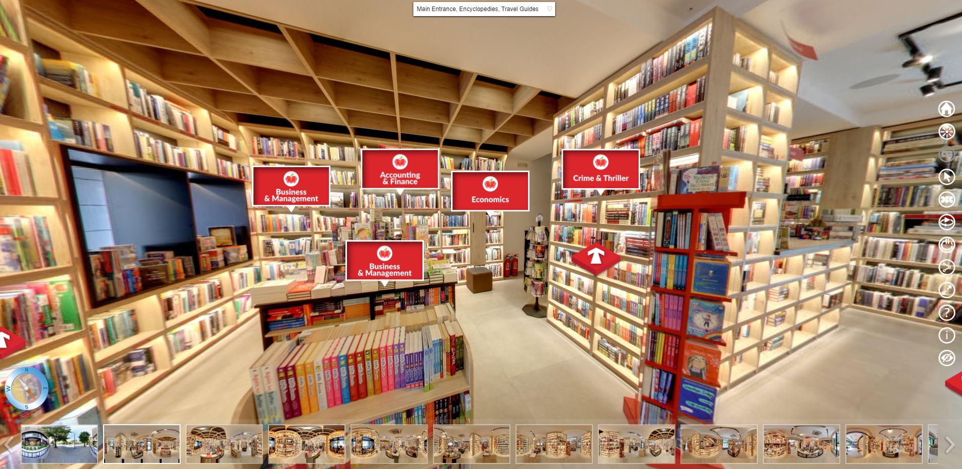 Interactive virtual bookstore with category hotspots