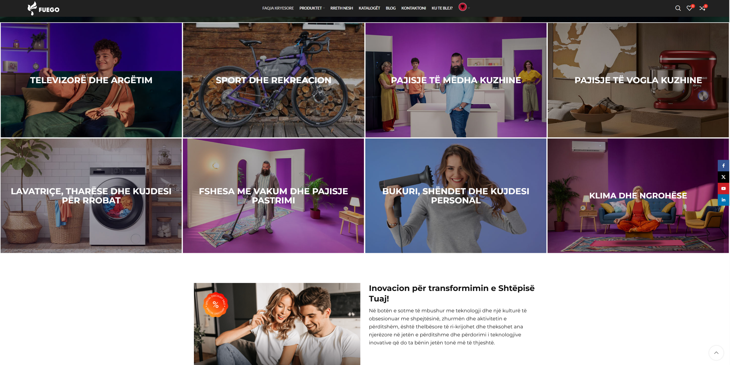 FUEGO Albania localized website desktop view