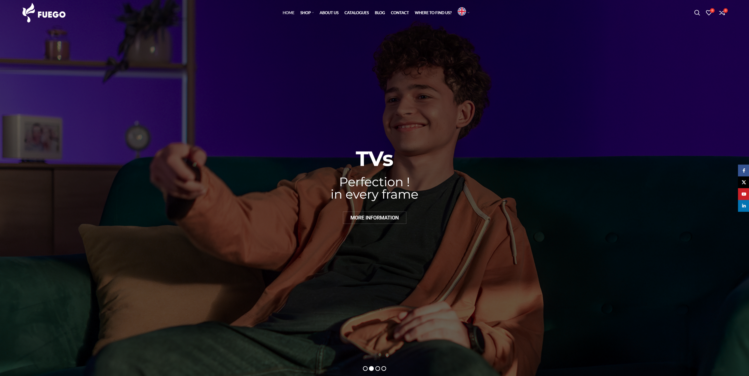 FUEGO international English website desktop view