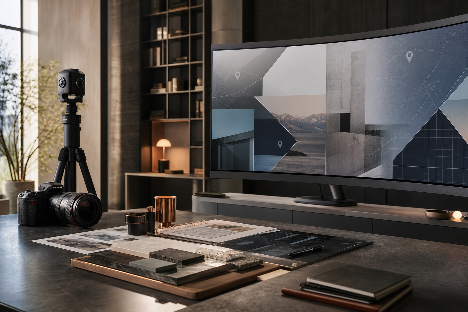 Modern studio for digital platforms and 360-degree virtual tour production