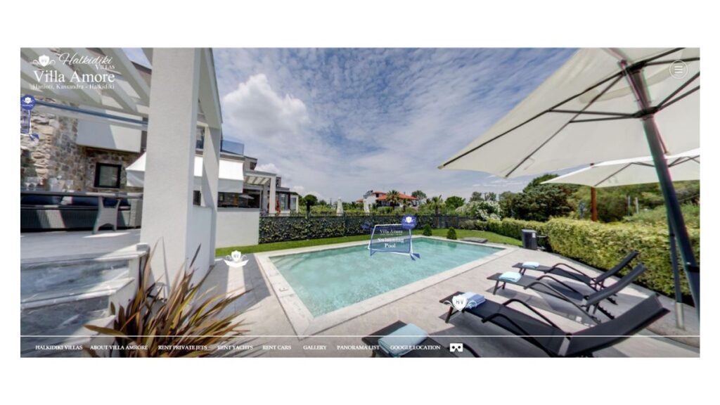 Villa Amore swimming pool and garden in Hanioti, Halkidiki, Greece
